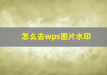 怎么去wps图片水印