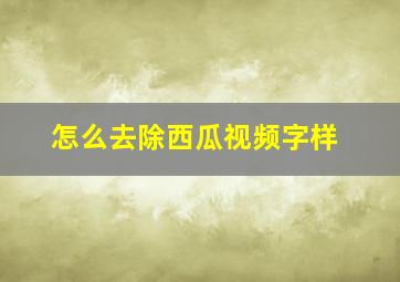 怎么去除西瓜视频字样