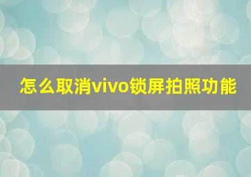 怎么取消vivo锁屏拍照功能