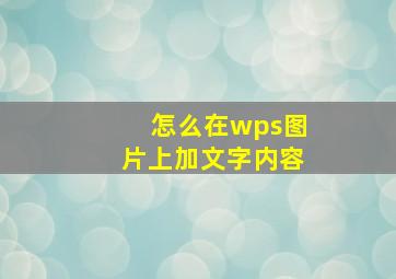 怎么在wps图片上加文字内容