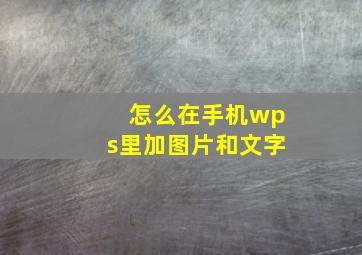 怎么在手机wps里加图片和文字