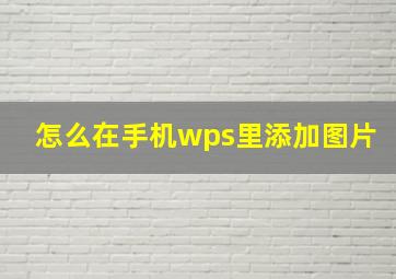 怎么在手机wps里添加图片