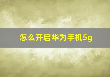 怎么开启华为手机5g