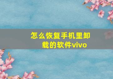 怎么恢复手机里卸载的软件vivo