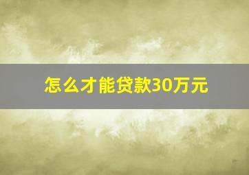 怎么才能贷款30万元