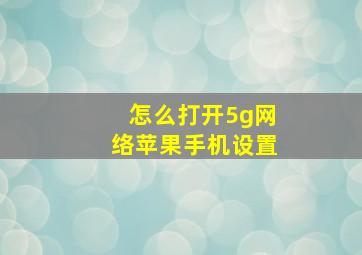 怎么打开5g网络苹果手机设置