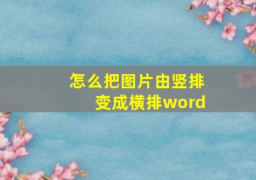 怎么把图片由竖排变成横排word