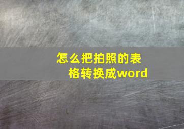 怎么把拍照的表格转换成word