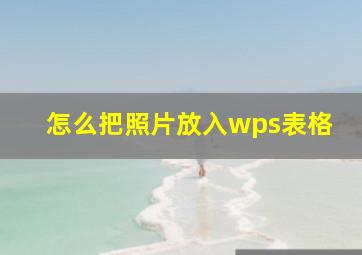 怎么把照片放入wps表格