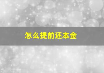 怎么提前还本金