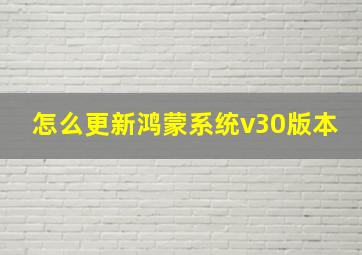 怎么更新鸿蒙系统v30版本