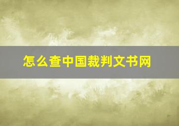 怎么查中国裁判文书网