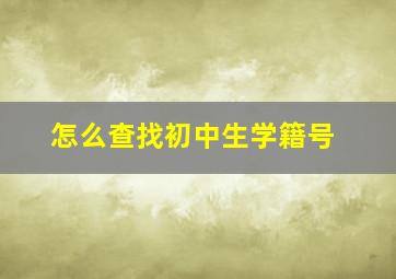 怎么查找初中生学籍号