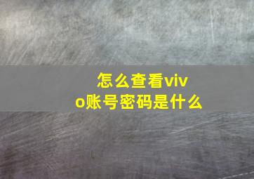 怎么查看vivo账号密码是什么