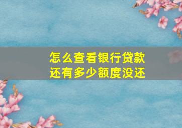 怎么查看银行贷款还有多少额度没还