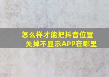 怎么样才能把抖音位置关掉不显示APP在哪里