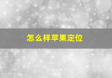 怎么样苹果定位