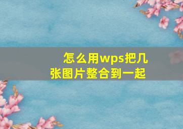 怎么用wps把几张图片整合到一起