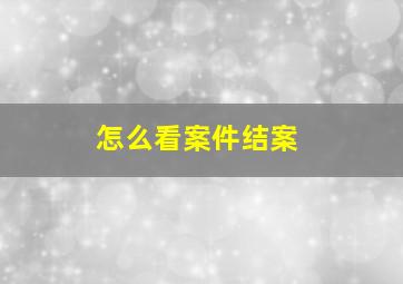 怎么看案件结案