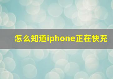 怎么知道iphone正在快充