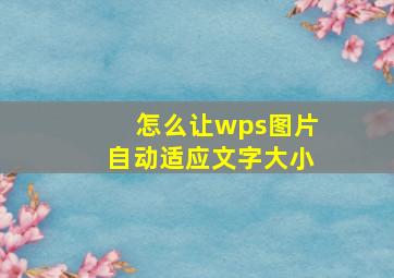 怎么让wps图片自动适应文字大小