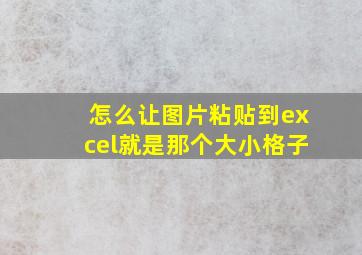 怎么让图片粘贴到excel就是那个大小格子