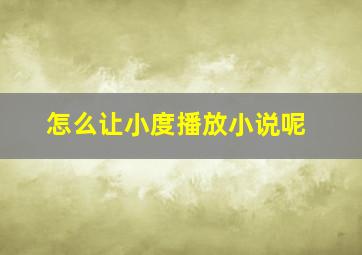 怎么让小度播放小说呢