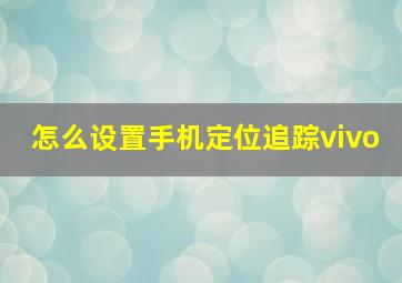 怎么设置手机定位追踪vivo