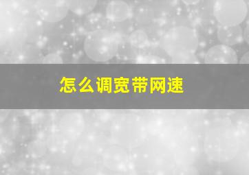 怎么调宽带网速