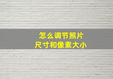 怎么调节照片尺寸和像素大小