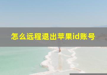 怎么远程退出苹果id账号