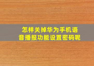 怎样关掉华为手机语音播报功能设置密码呢