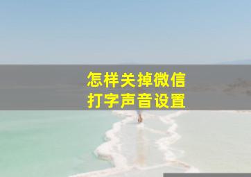 怎样关掉微信打字声音设置