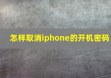 怎样取消iphone的开机密码