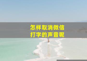 怎样取消微信打字的声音呢