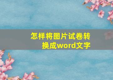 怎样将图片试卷转换成word文字