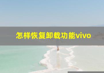 怎样恢复卸载功能vivo