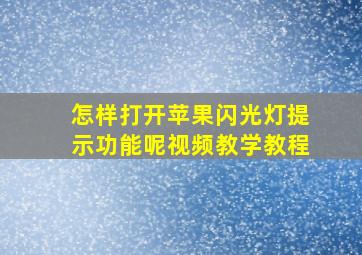 怎样打开苹果闪光灯提示功能呢视频教学教程