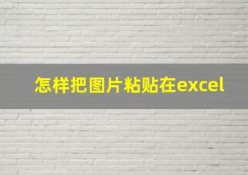 怎样把图片粘贴在excel