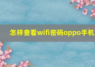 怎样查看wifi密码oppo手机