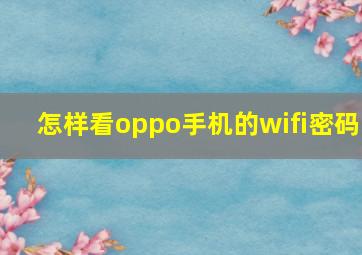 怎样看oppo手机的wifi密码