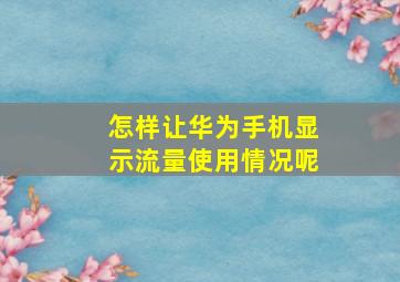 怎样让华为手机显示流量使用情况呢