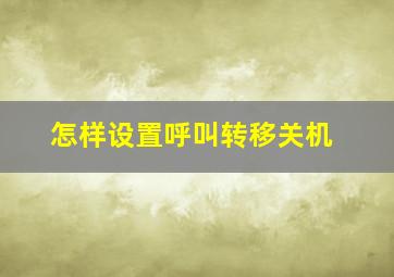 怎样设置呼叫转移关机