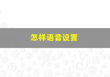 怎样语音设置