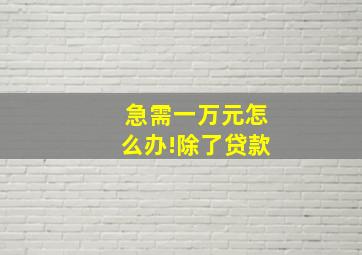 急需一万元怎么办!除了贷款