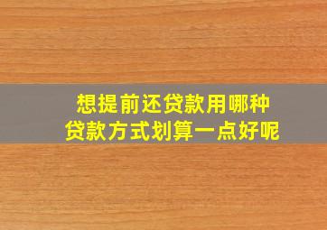 想提前还贷款用哪种贷款方式划算一点好呢