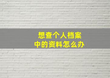 想查个人档案中的资料怎么办