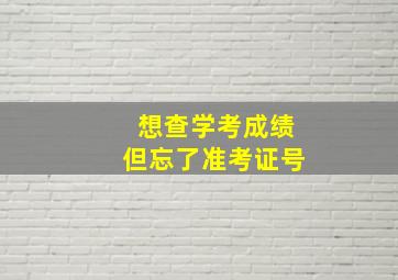 想查学考成绩但忘了准考证号