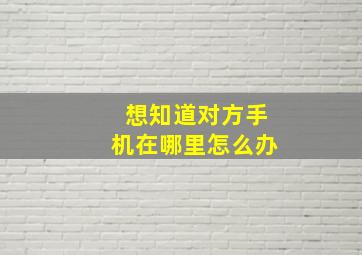 想知道对方手机在哪里怎么办