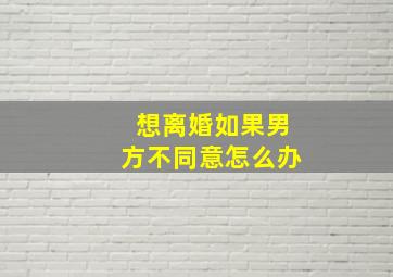 想离婚如果男方不同意怎么办